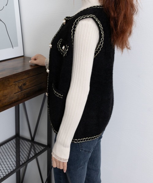 Miniministore(ミニミニストア)の「モヘア風ニットベストレディース韓国風秋服(ベスト・レディース・ブラック/オフホワイト・FREE)」の22枚目の写真