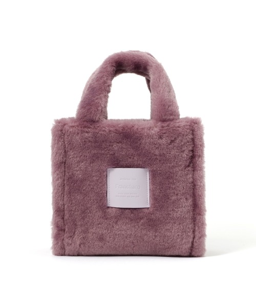 【正規品】モスキーノ　ファー　ハンドバッグ　パープル セール】ファー ハンドバッグ パープル（ハンドバッグ