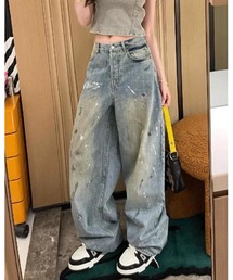 ペイントデニムワイドパンツ