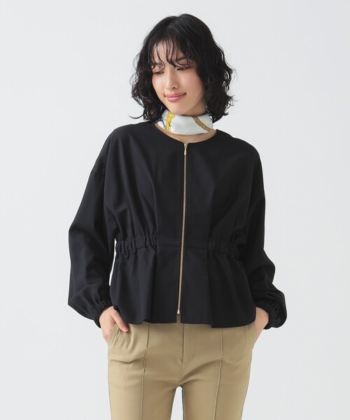 B:MING by BEAMS（ビーミングバイビームス）の「ウエスト ギャザー ブルゾン（S～M）（ブルゾン・レディース・ブラウン系その他/ブラック/ライトグレー・SMALL/MEDIUM）」の2枚目の写真