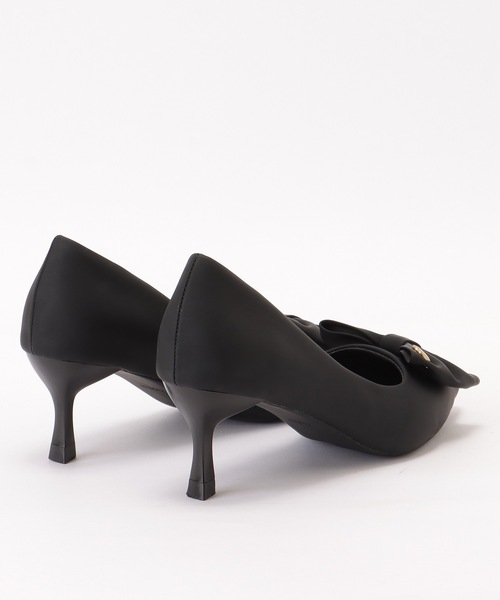 リボン付き黒ハイヒール SALE】 パンプス 結婚式 オケージョン ハイヒール リボン ヒール7cm
