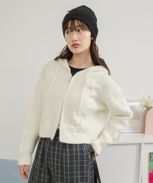 近年購入・着用１回の美品★キング㈱JUDY ジュディ ケーブル編み パーカー38 近年購入・着用1回の美品☆キング㈱JUDY ジュディ ケーブル編み