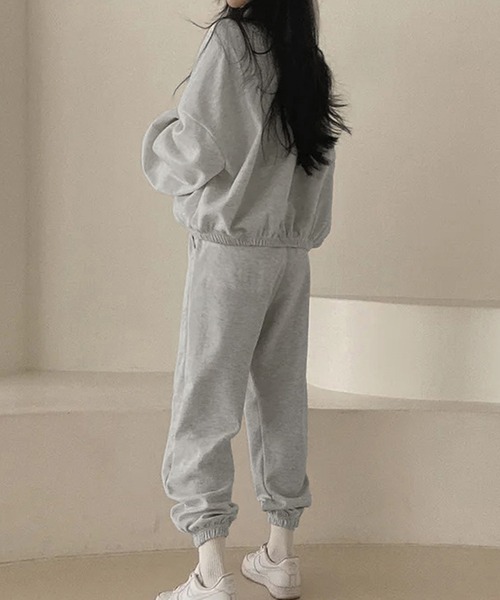 セール】スウェット 裏毛 英字ロゴトレーナー ＆ ジョガーパンツ 上下