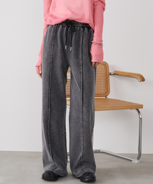 Auntie Rosa Holiday(アンティローザホリデー)の「ピンタックケミカルスウェットイージーワイドパンツ(スウェットパンツ・レディース・ブラック/サックスブルー・FREE)」の3枚目の写真