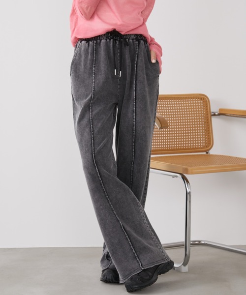 Auntie Rosa Holiday(アンティローザホリデー)の「ピンタックケミカルスウェットイージーワイドパンツ(スウェットパンツ・レディース・ブラック/サックスブルー・FREE)」の5枚目の写真