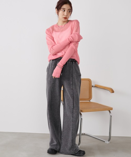 Auntie Rosa Holiday(アンティローザホリデー)の「ピンタックケミカルスウェットイージーワイドパンツ(スウェットパンツ・レディース・ブラック/サックスブルー・FREE)」の9枚目の写真