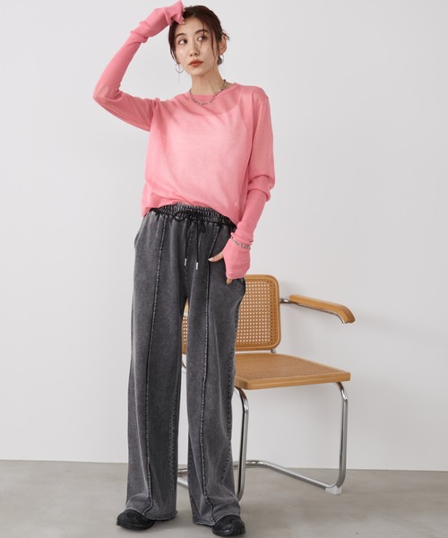 Auntie Rosa Holiday(アンティローザホリデー)の「ピンタックケミカルスウェットイージーワイドパンツ(スウェットパンツ・レディース・ブラック/サックスブルー・FREE)」の10枚目の写真