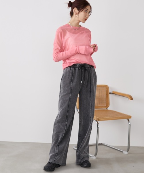 Auntie Rosa Holiday(アンティローザホリデー)の「ピンタックケミカルスウェットイージーワイドパンツ(スウェットパンツ・レディース・ブラック/サックスブルー・FREE)」の8枚目の写真