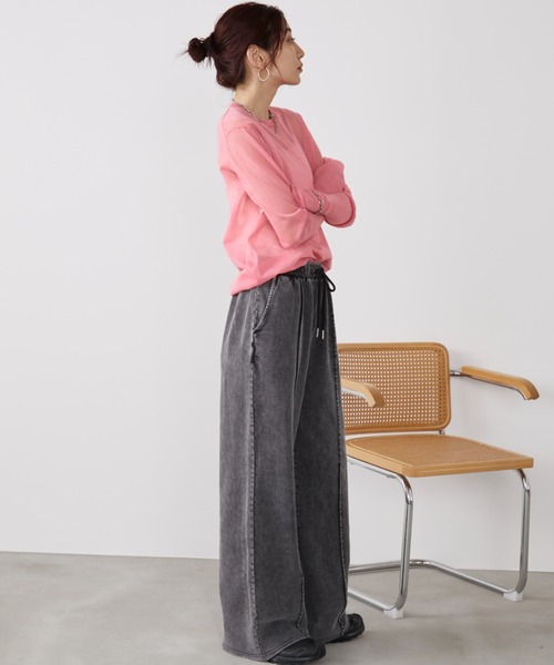 Auntie Rosa Holiday(アンティローザホリデー)の「ピンタックケミカルスウェットイージーワイドパンツ(スウェットパンツ・レディース・ブラック/サックスブルー・FREE)」の11枚目の写真