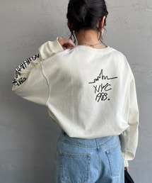 Manhattan Portage | [MANHATTAN PORTAGE/マンハッタンポーテージ] 別注 ピグメント染め 手書き風バックロゴ刺繍ロンT(Tシャツ/カットソー)