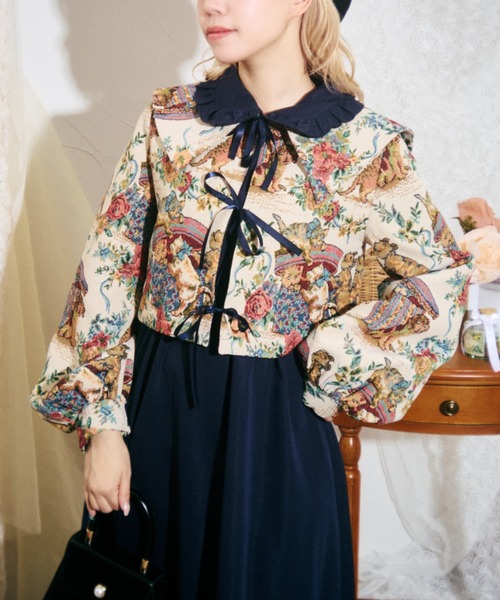 kutir(クティール)の「【クティールとレトロ】セットアップ着用可 ゴブランリボンジャケット(テーラードジャケット・レディース・グレー/ブルー/その他/グリーン・FREE)」の10枚目の写真