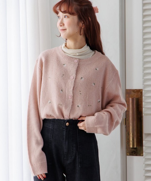 flower(フラワー)の「リトルフラワーズカーディガン(カーディガン/ボレロ・レディース・アイボリー/ピンク・FREE)」の1枚目の写真