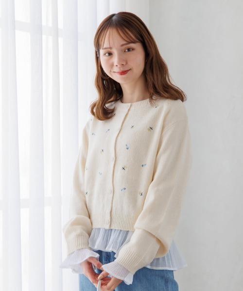 flower(フラワー)の「リトルフラワーズカーディガン(カーディガン/ボレロ・レディース・アイボリー/ピンク・FREE)」の3枚目の写真