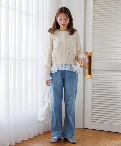 flower(フラワー)の「リトルフラワーズカーディガン(カーディガン/ボレロ・レディース・アイボリー/ピンク・FREE)」の6枚目の写真