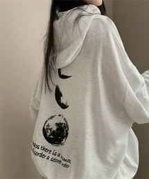 裏起毛MOONプリント ドルマンBIGパーカー