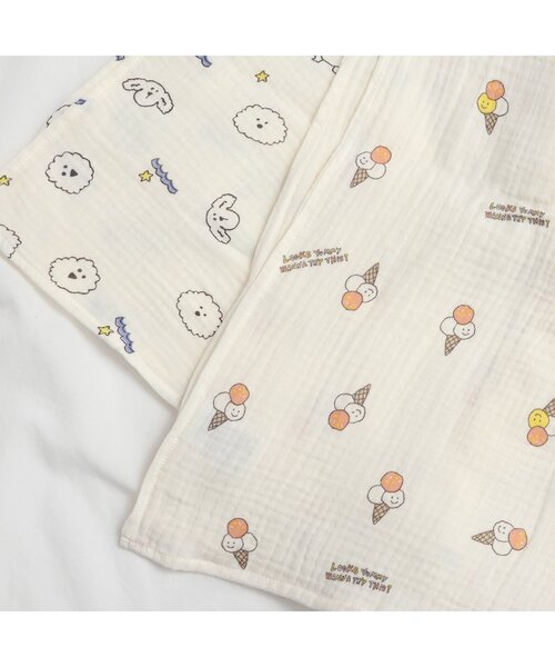 BREEZE(ブリーズ)の「ガーゼブランケット(おくるみ・キッズ・オレンジ/ブルー・FREE)」の4枚目の写真