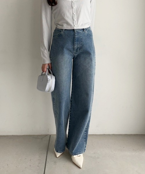 one after another NICE CLAUP(ワンアフターアナザーナイスクラップ)の「ストレッチワイドデニムパンツ(デニムパンツ・レディース・ネイビー/ライトブルー/ブルー・SMALL/MEDIUM)」の22枚目の写真
