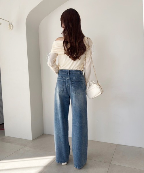 one after another NICE CLAUP(ワンアフターアナザーナイスクラップ)の「ストレッチワイドデニムパンツ(デニムパンツ・レディース・ネイビー/ライトブルー/ブルー・SMALL/MEDIUM)」の15枚目の写真