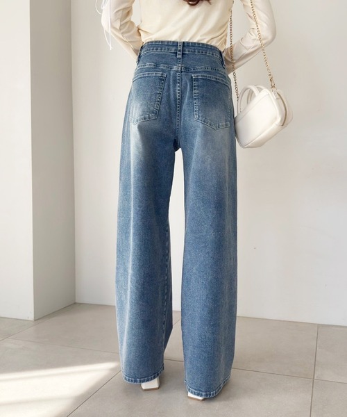 one after another NICE CLAUP(ワンアフターアナザーナイスクラップ)の「ストレッチワイドデニムパンツ(デニムパンツ・レディース・ネイビー/ライトブルー/ブルー・SMALL/MEDIUM)」の16枚目の写真