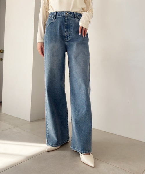 one after another NICE CLAUP(ワンアフターアナザーナイスクラップ)の「ストレッチワイドデニムパンツ(デニムパンツ・レディース・ネイビー/ライトブルー/ブルー・SMALL/MEDIUM)」の17枚目の写真