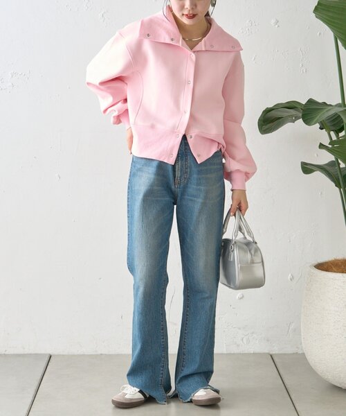 CIAOPANIC TYPY（チャオパニックティピー）の「襟付きダンボールスウェット（Tシャツ/カットソー・レディース・ピンク/ホワイト/チャコールグレー/グレー・ONE SIZE）」の5枚目の写真