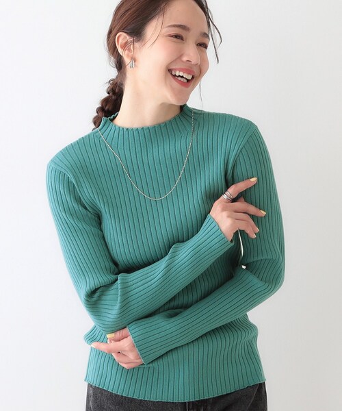 DRESKIP(ドレスキップ)の「【洗える/S-LL】一枚でもインナーでも プチハイネック リブニット(ニット/セーター・レディース・ブルーグリーン/ライトグレー/ブラック/オフホワイト・02/01/04/03)」の4枚目の写真