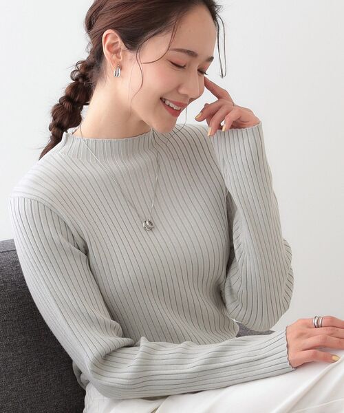 DRESKIP(ドレスキップ)の「【洗える/S-LL】一枚でもインナーでも プチハイネック リブニット(ニット/セーター・レディース・ブルーグリーン/ライトグレー/ブラック/オフホワイト・02/01/04/03)」の3枚目の写真