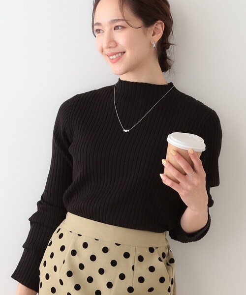 DRESKIP(ドレスキップ)の「【洗える/S-LL】一枚でもインナーでも プチハイネック リブニット(ニット/セーター・レディース・ブルーグリーン/ライトグレー/ブラック/オフホワイト・02/01/04/03)」の2枚目の写真