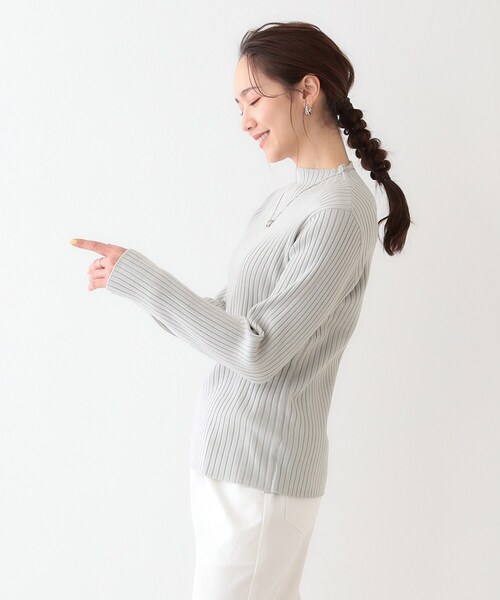 DRESKIP(ドレスキップ)の「【洗える/S-LL】一枚でもインナーでも プチハイネック リブニット(ニット/セーター・レディース・ブルーグリーン/ライトグレー/ブラック/オフホワイト・02/01/04/03)」の10枚目の写真