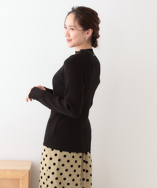 DRESKIP(ドレスキップ)の「【洗える/S-LL】一枚でもインナーでも プチハイネック リブニット(ニット/セーター・レディース・ブルーグリーン/ライトグレー/ブラック/オフホワイト・02/01/04/03)」の14枚目の写真