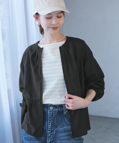 ROPE' PICNIC（ロペピクニック）の「【紫外線+近赤外線カット】ペプラムカーディガンブルゾン（ブルゾン・レディース・グレー/オフホワイト/ブラック・38）」の3枚目の写真