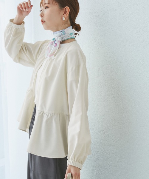 ROPE' PICNIC（ロペピクニック）の「【紫外線+近赤外線カット】ペプラムカーディガンブルゾン（ブルゾン・レディース・グレー/オフホワイト/ブラック・38）」の16枚目の写真