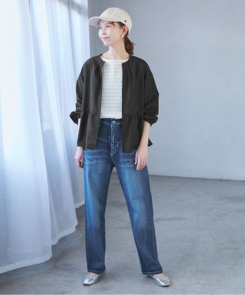 ROPE' PICNIC（ロペピクニック）の「【紫外線+近赤外線カット】ペプラムカーディガンブルゾン（ブルゾン・レディース・グレー/オフホワイト/ブラック・38）」の4枚目の写真