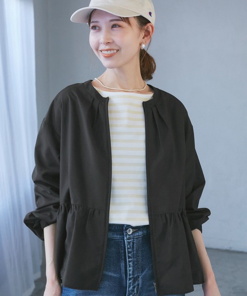 ROPE' PICNIC（ロペピクニック）の「【紫外線+近赤外線カット】ペプラムカーディガンブルゾン（ブルゾン・レディース・グレー/オフホワイト/ブラック・38）」の6枚目の写真