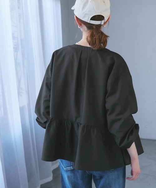 ROPE' PICNIC（ロペピクニック）の「【紫外線+近赤外線カット】ペプラムカーディガンブルゾン（ブルゾン・レディース・グレー/オフホワイト/ブラック・38）」の7枚目の写真