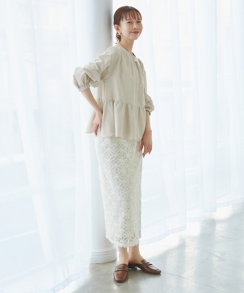 ROPE' PICNIC（ロペピクニック）の「【紫外線+近赤外線カット】ペプラムカーディガンブルゾン（ブルゾン・レディース・グレー/オフホワイト/ブラック・38）」の8枚目の写真