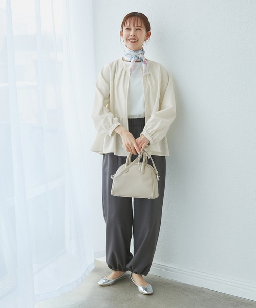 ROPE' PICNIC（ロペピクニック）の「【紫外線+近赤外線カット】ペプラムカーディガンブルゾン（ブルゾン・レディース・グレー/オフホワイト/ブラック・38）」の12枚目の写真