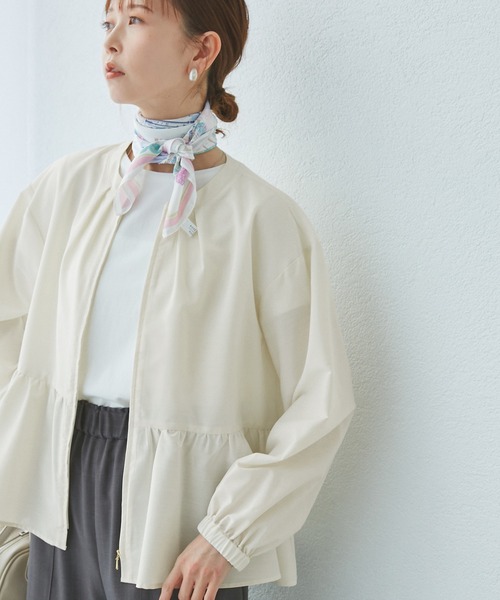 ROPE' PICNIC（ロペピクニック）の「【紫外線+近赤外線カット】ペプラムカーディガンブルゾン（ブルゾン・レディース・グレー/オフホワイト/ブラック・38）」の15枚目の写真