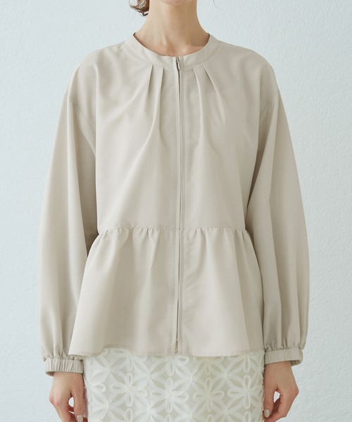 ROPE' PICNIC（ロペピクニック）の「【紫外線+近赤外線カット】ペプラムカーディガンブルゾン（ブルゾン・レディース・グレー/オフホワイト/ブラック・38）」の19枚目の写真