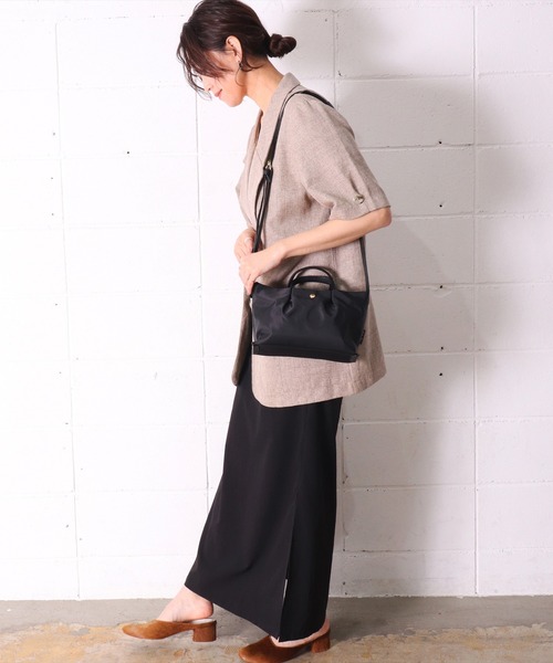 Legato Largo（レガートラルゴ）の「(LF)【Legato Largo】2ポケット 肩楽(かたらく) ナイロン ミニ ショルダーバッグ（ショルダーバッグ・レディース・ブラック/グレー/ライトブラウン/ネイビー・ONE SIZE）」の22枚目の写真