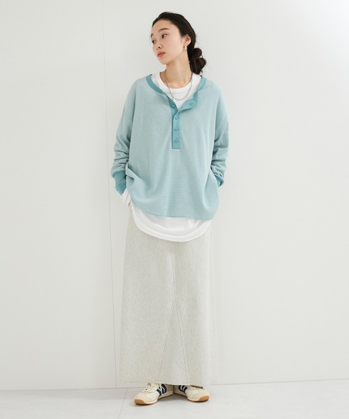 ADAM ET ROPE'（アダムエロペ）の「別注【Healthknit/ヘルスニット】2Pレイヤードヘンリープルオーバー（Tシャツ/カットソー・レディース・ブラック系その他2/ブルー系その他6/ブラック・FREE）」の9枚目の写真