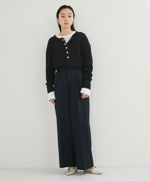 ADAM ET ROPE'（アダムエロペ）の「別注【Healthknit/ヘルスニット】2Pレイヤードヘンリープルオーバー（Tシャツ/カットソー・レディース・ブラック系その他2/ブルー系その他6/ブラック・FREE）」の11枚目の写真