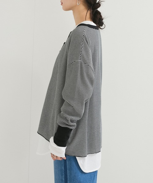 ADAM ET ROPE'（アダムエロペ）の「別注【Healthknit/ヘルスニット】2Pレイヤードヘンリープルオーバー（Tシャツ/カットソー・レディース・ブラック系その他2/ブルー系その他6/ブラック・FREE）」の17枚目の写真