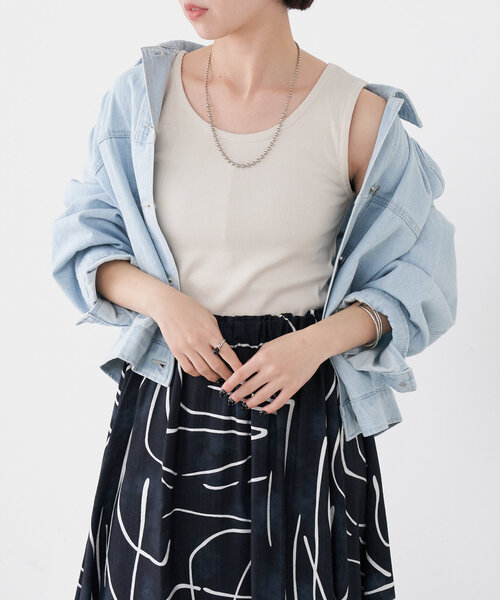 Jena espace merveilleux（ジェナ　エスパスメルヴェイユ）の「リブタンクトップ（キャミソール・レディース・ベージュ/ブラック/オフホワイト・FREE）」の3枚目の写真