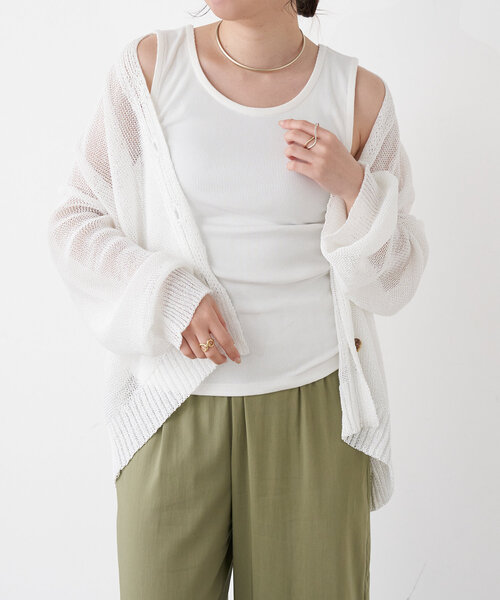 Jena espace merveilleux（ジェナ　エスパスメルヴェイユ）の「リブタンクトップ（キャミソール・レディース・ベージュ/ブラック/オフホワイト・FREE）」の4枚目の写真