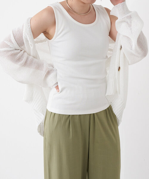 Jena espace merveilleux（ジェナ　エスパスメルヴェイユ）の「リブタンクトップ（キャミソール・レディース・ベージュ/ブラック/オフホワイト・FREE）」の5枚目の写真