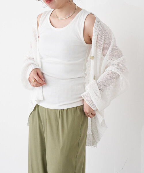 Jena espace merveilleux（ジェナ　エスパスメルヴェイユ）の「リブタンクトップ（キャミソール・レディース・ベージュ/ブラック/オフホワイト・FREE）」の6枚目の写真