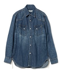 REMI RELIEF(~[t)́yʒzREMI RELIEF / Indigo Cotton Linen Western Shirt Classic Fit(Vc/uEX)