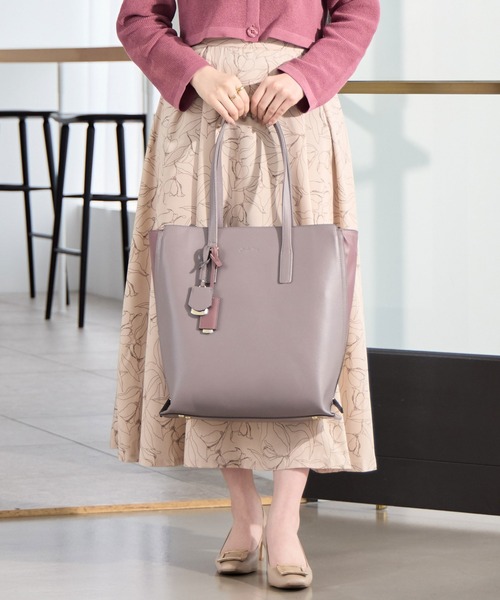 Jewelna Rose（ジュエルナローズ）の「【エコバッグ付・A4収納】 OLバッグ・セレム  縦型トートバッグ 16190（トートバッグ・レディース・ピンク/ブラック/グレイッシュベージュ・FREE）」の4枚目の写真
