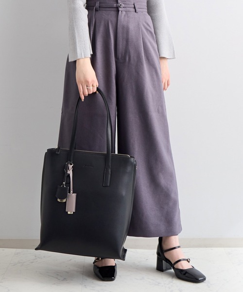 Jewelna Rose（ジュエルナローズ）の「【エコバッグ付・A4収納】 OLバッグ・セレム  縦型トートバッグ 16190（トートバッグ・レディース・ピンク/ブラック/グレイッシュベージュ・FREE）」の9枚目の写真